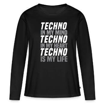 Techno - Women's Premium Organic Long Sleeve Shirt - black - Front - Julia (174cm)