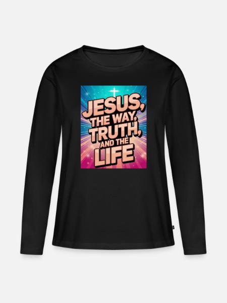 Jesus – Glänzendes Gold-Design - Frauen Premium Bio Langarmshirt - Schwarz