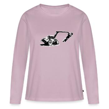 Tracteur forestier en action (fond blanc) - T-shirt manches longues Premium bio Femme - rose poudré - Devant - Julia (174cm)