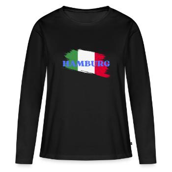 Hambourg - T-shirt manches longues Premium bio Femme - noir - Devant - Julia (174cm)