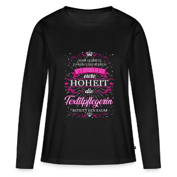 Votre Altesse l’Infirmière Textile entre dans la pièce - T-shirt manches longues Premium bio Femme - noir - Devant - Julia (174cm)