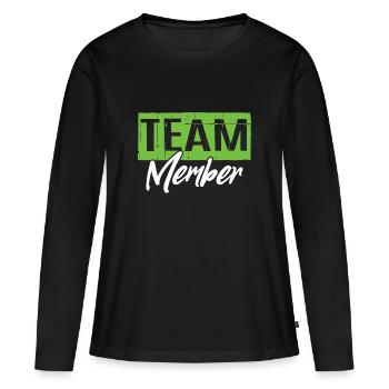 Membres de l’équipe - T-shirt manches longues Premium bio Femme - noir - Devant - Julia (174cm)