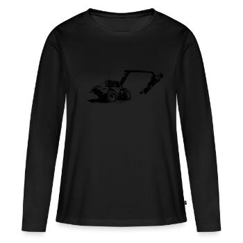 Tracteur forestier en utilisation (noir) - T-shirt manches longues Premium bio Femme - noir - Devant - Julia (174cm)
