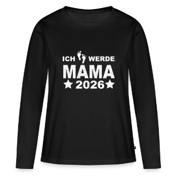 Ich Werde Mama 2026 Freude - Frauen Premium Bio Langarmshirt - Schwarz - Vorne - Julia (174cm)