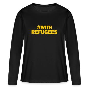 With refugees - T-shirt manches longues Premium bio Femme - noir - Devant - Julia (174cm)