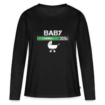 Baby Loading 2026 Pregnancy Announcement - Women's Premium Organic Long Sleeve Shirt - black - Front - Julia (174cm)