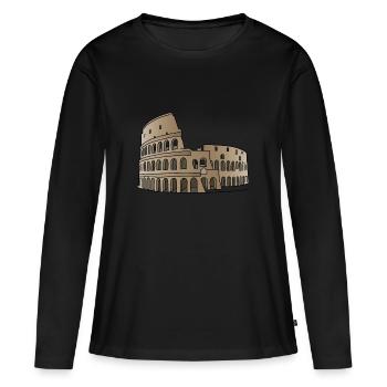 Colisée Rome c - T-shirt manches longues Premium bio Femme - noir - Devant - Julia (174cm)