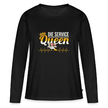 Kellnerin Service Herzschlag Bedienung Servicekraf - Frauen Premium Bio Langarmshirt - Schwarz - Vorne - Julia (174cm)
