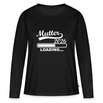 Mutter 2026 Loading Fortschritt Anzeige - Frauen Premium Bio Langarmshirt - Schwarz - Vorne - Julia (174cm)