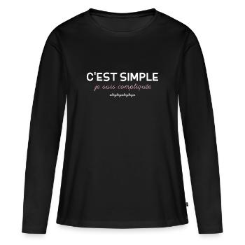Je Suis Compliquée je Suis Une Femme C'est Normale - T-shirt manches longues Premium bio Femme - noir - Devant - Julia (174cm)