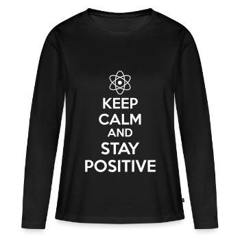 Keep Calm Positive - T-shirt manches longues Premium bio Femme - noir - Devant - Julia (174cm)