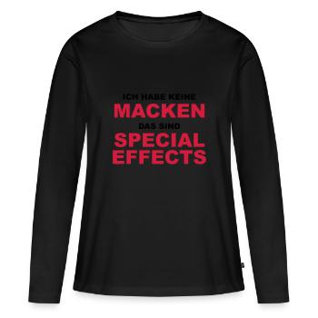 Ich habe keine Macken, das sind Special Effects! - Frauen Premium Bio Langarmshirt - Schwarz - Vorne - Julia (174cm)