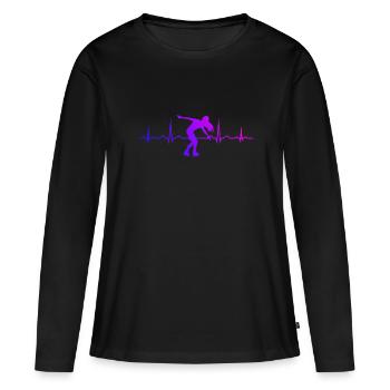 Roller Skating Patin à roulettes masculin Rollerskate - T-shirt manches longues Premium bio Femme - noir - Devant - Julia (174cm)