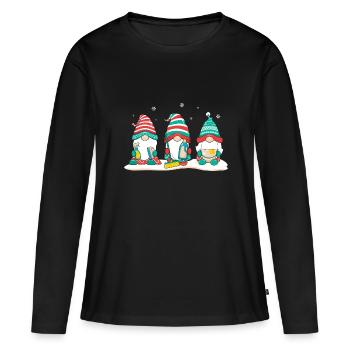 Weihnachten Weihnachtsmann Geschenke - Frauen Premium Bio Langarmshirt - Schwarz - Vorne - Julia (174cm)