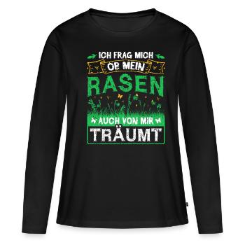 Rasen Gärtner Hobbygärtner Garten Blumen Wiese - Frauen Premium Bio Langarmshirt - Schwarz - Vorne - Julia (174cm)