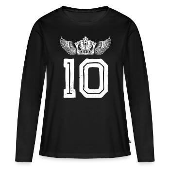 Couronne de 10 chiffres - T-shirt manches longues Premium bio Femme - noir - Devant - Julia (174cm)