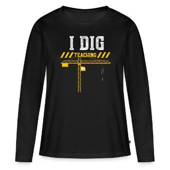 Je creuse l’enseignement - T-shirt manches longues Premium bio Femme - noir - Devant - Julia (174cm)