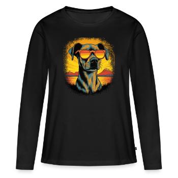 animal lover funny humor dog friendly birthday - Women's Premium Organic Long Sleeve Shirt - black - Front - Julia (174cm)