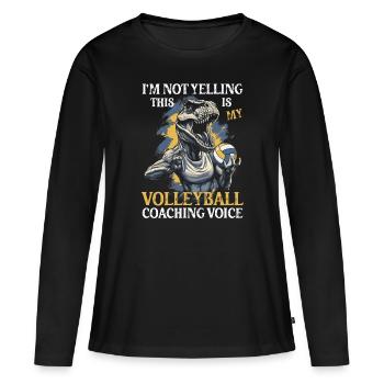 Volleyballtrainer Geschenk Volleyball T-Rex - Frauen Premium Bio Langarmshirt - Schwarz - Vorne - Julia (174cm)
