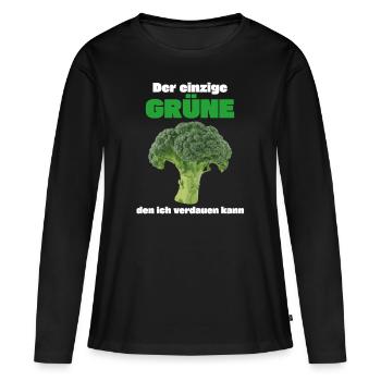 Grüne Nein Danke - Anti Grün Brokkoli T-Shirt - Frauen Premium Bio Langarmshirt - Schwarz - Vorne - Julia (174cm)