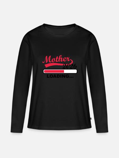 Mother 2026 Loading Fortschrittsanzeige - Frauen Premium Bio Langarmshirt - Schwarz
