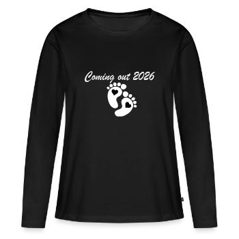 Sortie 2026 Baby Feet Hearts - T-shirt manches longues Premium bio Femme - noir - Devant - Julia (174cm)