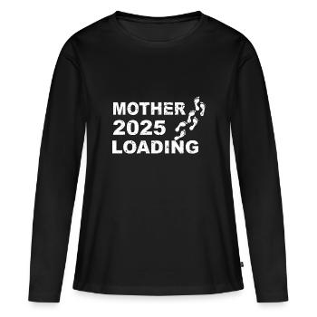Mother 2025 loading, I will be a mother in 2025 - Women's Premium Organic Long Sleeve Shirt - black - Front - Julia (174cm)