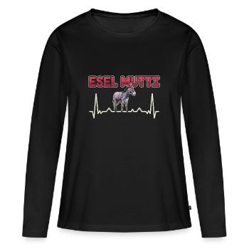 Esel Mutter Herzschlag Bauernhof Spruch - Frauen Premium Bio Langarmshirt - Schwarz - Vorne - Julia (174cm)