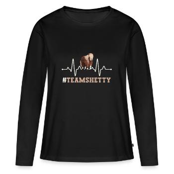 Team Shetty Herzschlag Shetland Pony reiten - Frauen Premium Bio Langarmshirt - Schwarz - Vorne - Julia (174cm)