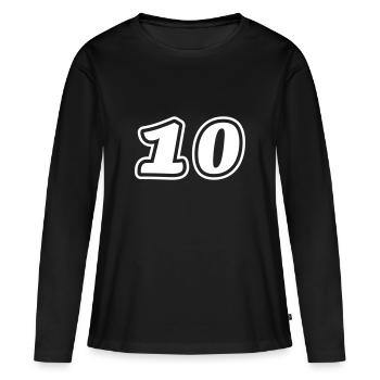 Symbole de 10 chiffres - T-shirt manches longues Premium bio Femme - noir - Devant - Julia (174cm)