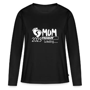 Mama loading 2023, werdende Mutter 2023 - Frauen Premium Bio Langarmshirt - Schwarz - Vorne - Julia (174cm)