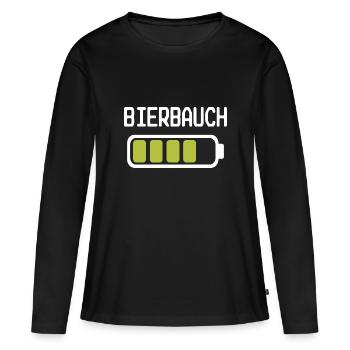Lustiges Bierbauch Akkustand Design - Frauen Premium Bio Langarmshirt - Schwarz - Vorne - Julia (174cm)
