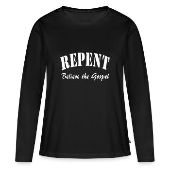 REPENTEZ-VOUS et croyez à l’Evangile Markus Evangelium - T-shirt manches longues Premium bio Femme - noir - Devant - Julia (174cm)