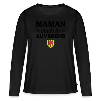 Maman Made In Auvergne - Femme Maman Auvergnate - T-shirt manches longues Premium bio Femme - noir - Devant - Julia (174cm)