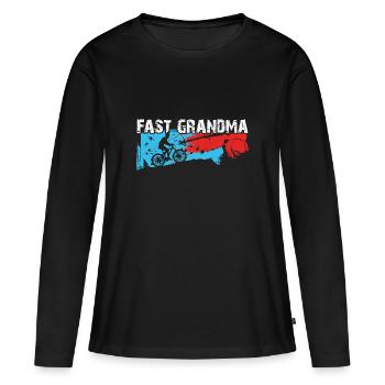 Quick granny on the bike - Women's Premium Organic Long Sleeve Shirt - black - Front - Julia (174cm)