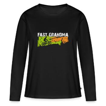 Mamie rapide sur le vélo - T-shirt manches longues Premium bio Femme - noir - Devant - Julia (174cm)