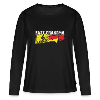 Quick granny on the bike - Women's Premium Organic Long Sleeve Shirt - black - Front - Julia (174cm)