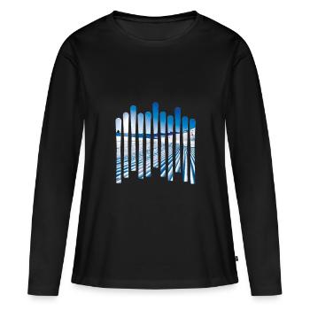 Piste de ski sur chemise de skieur - T-shirt manches longues Premium bio Femme - noir - Devant - Julia (174cm)