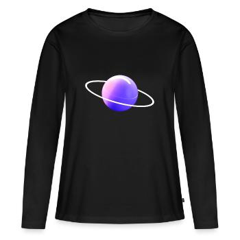 Univers spatial Orbite astronaute planète espace - T-shirt manches longues Premium bio Femme - noir - Devant - Julia (174cm)