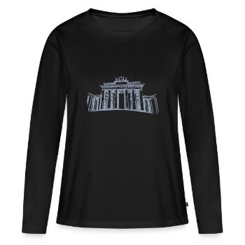 Berlin Brandenburger Tor - Frauen Premium Bio Langarmshirt - Schwarz - Vorne - Julia (174cm)