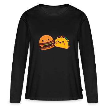 burger et Döner - T-shirt manches longues Premium bio Femme - noir - Devant - Julia (174cm)