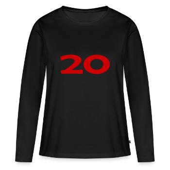 20. 20 JAHRE. 20-JÄHRIGES JUBILÄUM. 20-JÄHRIGES JUBILÄUM. - Frauen Premium Bio Langarmshirt - Schwarz - Vorne - Julia (174cm)