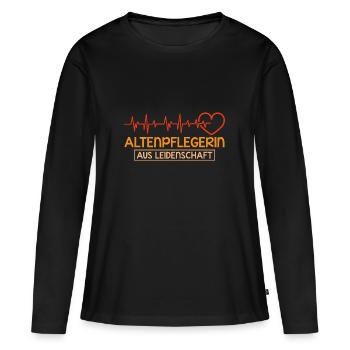 Altenpflegerin Leidenschaft Herzschlag Pfleger - Frauen Premium Bio Langarmshirt - Schwarz - Vorne - Julia (174cm)