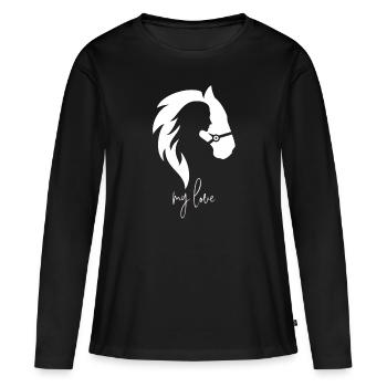 Amateur de chevaux chevaux équestres filles chevaux - T-shirt manches longues Premium bio Femme - noir - Devant - Julia (174cm)