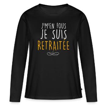 Je suis retraitée Femme Retraite - T-shirt manches longues Premium bio Femme - noir - Devant - Julia (174cm)