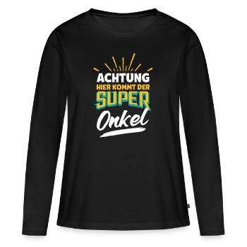 Oncle super oncle - T-shirt manches longues Premium bio Femme - noir - Devant - Julia (174cm)