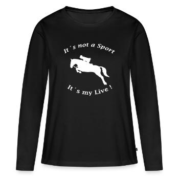 Idées de cadeaux pour l'équitation équestre - T-shirt manches longues Premium bio Femme - noir - Devant - Julia (174cm)