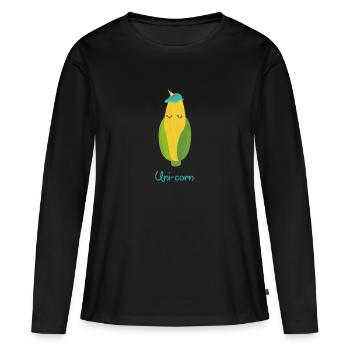 Licorne de flacon de maïs drôle - T-shirt manches longues Premium bio Femme - noir - Devant - Julia (174cm)