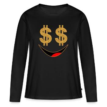 Argent en espèces en euros billets en euros - T-shirt manches longues Premium bio Femme - noir - Devant - Julia (174cm)
