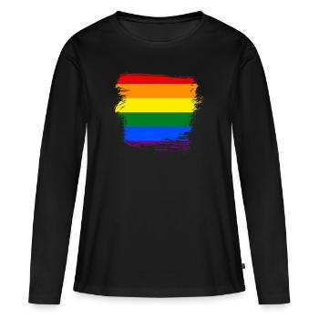 Regenbogenfahne LGBT - Frauen Premium Bio Langarmshirt - Schwarz - Vorne - Julia (174cm)